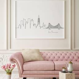 San Francisco Skyline Print, Line Art, Poster, Minimalist Wall City Fine Art Nordic Home Decor, Landmark - thumbnail 2