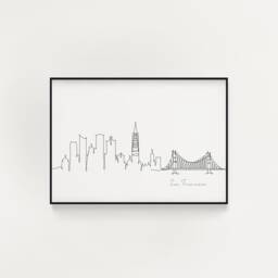 San Francisco Skyline Print, Line Art, Poster, Minimalist Wall City Fine Art Nordic Home Decor, Landmark - thumbnail 1