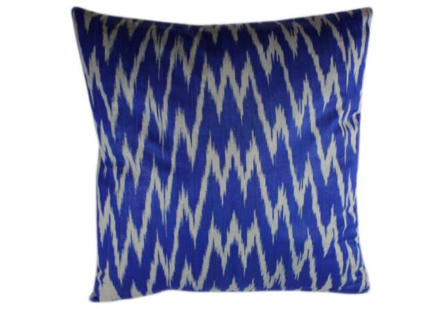 Hand Dyed Blue Ikat Pillow Cover - image 1