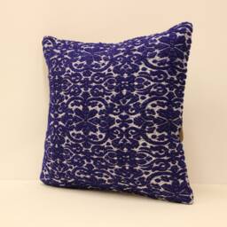 Handmade Wool Turkish Pillow Cover 18x18, Boho Tribal Cushion - thumbnail 3