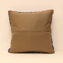 Handmade Wool Turkish Pillow Cover 18x18, Boho Tribal Cushion - thumbnail 4