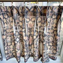 Pleated Cafe Curtain Vintage Botanical Print, Earthy Tones - thumbnail 2