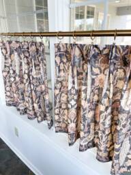 Pleated Cafe Curtain Vintage Botanical Print, Earthy Tones - thumbnail 1