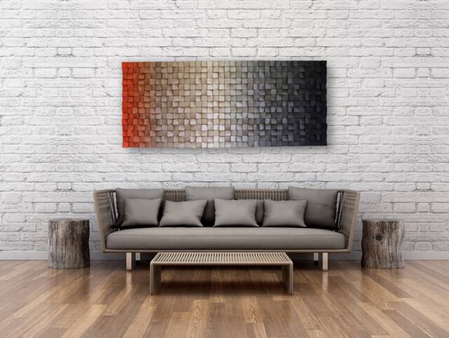 Large Reclaimed Wood Wall Art - Handmade Geometric Mosaic - image 1