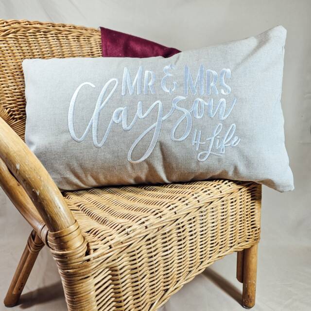 Personalised Linen Cushion Cover - 4Th Wedding Anniversary Mr & Mrs 4Life Custom Gift - image 1