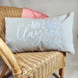 Personalised Linen Cushion Cover - 4Th Wedding Anniversary Mr & Mrs 4Life Custom Gift - thumbnail 2