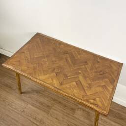 Bespoke Handmade Wooden Table/Desk. 120 X 60, Herringbone Pattern, Tapered Wood Legs. Natural, Light, , Medium, Dark Hipster Any Size - thumbnail 2