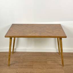 Bespoke Handmade Wooden Table/Desk. 120 X 60, Herringbone Pattern, Tapered Wood Legs. Natural, Light, , Medium, Dark Hipster Any Size - thumbnail 3