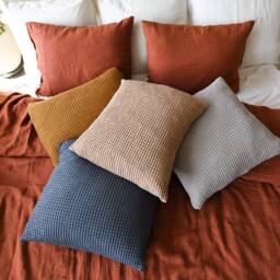 Two Waffle Linen&cotton Pillowcases/Washed Soft Heavy Weight Linen Pillow Covers Set Custom Size Pillowcase Seasonal Sale - thumbnail 2