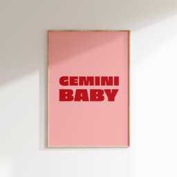 Gemini Baby Print Retro Star Sign Astrology Poster - thumbnail 1