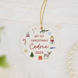 My First Christmas Bauble, Baby's Ornament, Custom Baby 1st Keepsake, Tree Decor, Xmas Gift For New - thumbnail 3
