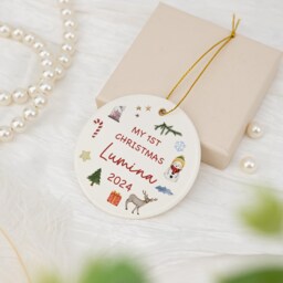 My First Christmas Bauble, Baby's Ornament, Custom Baby 1st Keepsake, Tree Decor, Xmas Gift For New - thumbnail 1