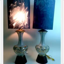 Mcm Drum Lampshades/Black, Retro Modern Decor Pair - thumbnail 3