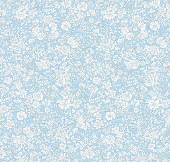 Liberty London Floral Crib Sheet Blue Sky & White Baby Bedding - image 1