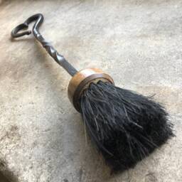 Heart Topped Broom Brush Fire Tool For Fireplace Or Woodburner, Blacksmith Made - thumbnail 2