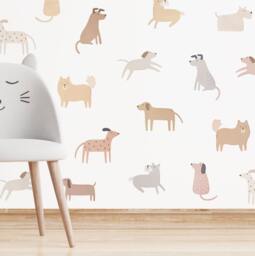 Dog Wall Decals - Nursery Decor, Watercolor Puppy Art, Lover Gift, Reusable & Removable Kids Room Stickers - thumbnail 1