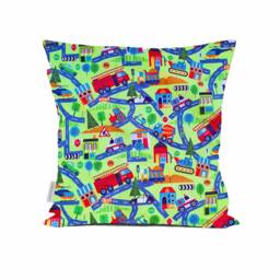 Transport Cushion Cover Blue Pillow Cover, Transportation Nursery Decor Boy Cushion, Vehicle Bedroom Cushions, Truck - thumbnail 3