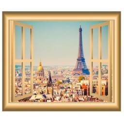 Paris City View Vinyl Window Frame Eiffel Tower 3D Wall Art Vwaq-Nw6 - thumbnail 2