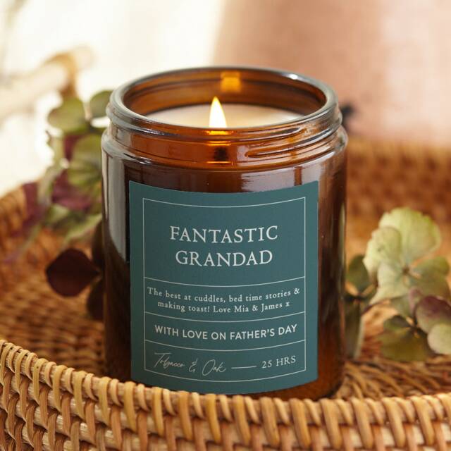Personalised Grandad Candle - Father's Day Scented Soy Wax Apothecary Jar - image 1