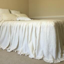 Cream Bedspread With Cinderella Ruffles Hem, Available in Queen, King, Cream Bedding, Linen - thumbnail 2
