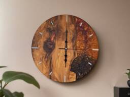 Custom Resin & Olive Wood Wall Clock Personalized Home Decor