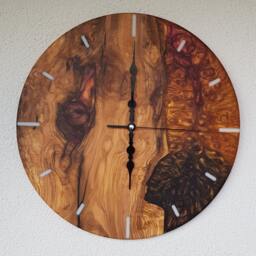 Custom Resin & Olive Wood Wall Clock Personalized Home Decor - thumbnail 2
