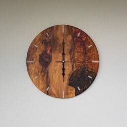 Custom Resin & Olive Wood Wall Clock Personalized Home Decor - thumbnail 3