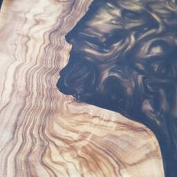 Custom Resin & Olive Wood Wall Clock Personalized Home Decor - thumbnail 4