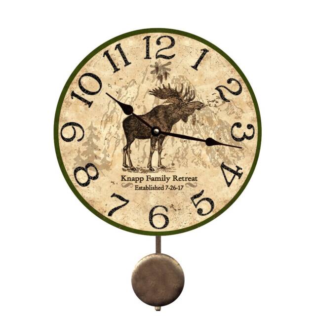 Moose Pendulum Clock - Personalized Wall Clock - image 1