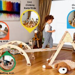 Climbing Triangle, Arch, Pillow, 2 Ramps, 5 Pieces Set For Toddler, Montessori Toys Gift Baby, 1st Birthday Gifts, 1 Year Old Boy Gift - thumbnail 2