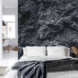 Wallpaper, 3D Black Rock, Realistic Stone Wall Mural, Peel & Stick - thumbnail 4