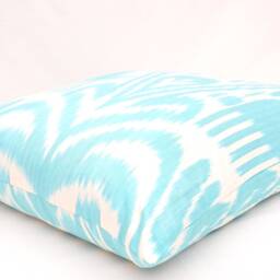 Aqua Ikat Pillow Cover, Handmade Cotton Cushion - 20x20 In - thumbnail 2