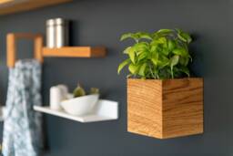 Magnetic Oak Wood Planter Wall Mounted Herb Garden - thumbnail 1