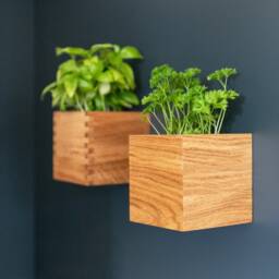Magnetic Oak Wood Planter Wall Mounted Herb Garden - thumbnail 3