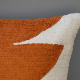Burnt Orange Crewel Embroidered Pillow Cover Boho Cotton Cushion - thumbnail 3