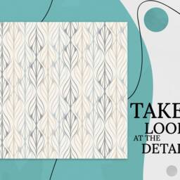 Modern Elegant Pattern Vinyl Flooring, Beige Kitchen Makeover, Blue Flooring Decor, Leaves Floor Protector - thumbnail 2