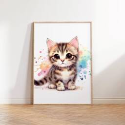 Cat Nursery Print Set - Of 3 Posters - Cats Pet Theme Boys Girls Room Childrens Cute Kitten Decor Playroom Wall Art - thumbnail 3