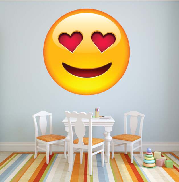 Emoji in Love Happy Face Hearts Vinyl Wall Art Decal Sticker