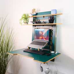 Wall Mounted Standing Desk Adjustable Height, Space Saving Furniture - thumbnail 2