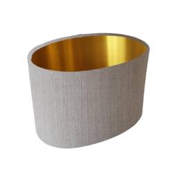 Feather Grey Oval Lampshade in Linen With Gold Lining - thumbnail 1