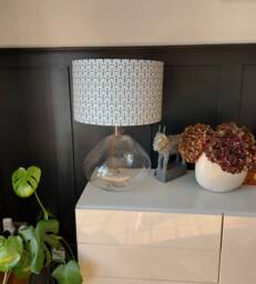 Handmade Drum Lampshade in Denim Blue Nordic Linen - Table Lampshade Or Ceiling Pendant Shade