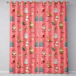 Christmas Gnome Reindeer Snowman Gift On Red Snow Dot Background Seamless Readymade Eyelet Ring Top Thermal 100% Blackout Curtains - thumbnail 2