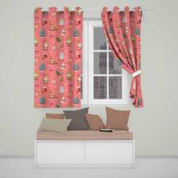 Christmas Gnome Reindeer Snowman Gift On Red Snow Dot Background Seamless Readymade Eyelet Ring Top Thermal 100% Blackout Curtains