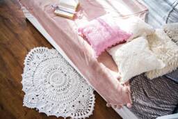 White Crochet Rug - Lace Boho Nursery Decor, Housewarming Gift - thumbnail 1