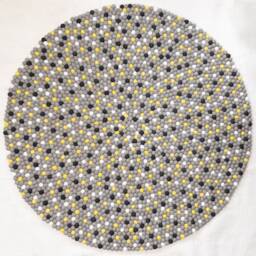 Handcrafted Round Wool Felt Ball Rug - Pom Rugs For Living Room, Bedroom, Nursery Handmade Circle - thumbnail 2