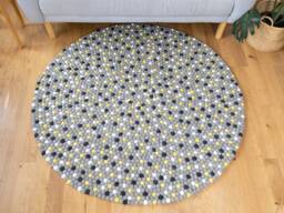 Handcrafted Round Wool Felt Ball Rug - Pom Rugs For Living Room, Bedroom, Nursery Handmade Circle - thumbnail 1