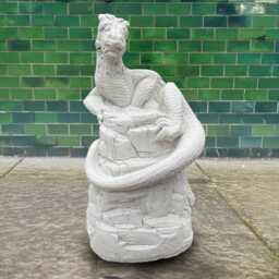 Sitting Dragon On Rock Sculpture Concrete Fantasy Creature Ornament Stone Animal Garden Figurine Unique Outdoor Decor Yard Art Lover Gift - thumbnail 1