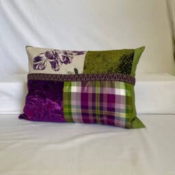 "Bohemian Linen Pillow Cover Purple & Green, Jane Hall Design - 16""x 16" - thumbnail 3