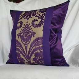 "Bohemian Linen Pillow Cover Purple & Green, Jane Hall Design - 16""x 16" - thumbnail 2