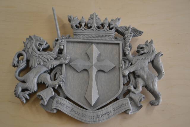 Custom Family Crest Sign, Hand Carved Linden Wood, Personalized Coat Of Arms - image 1
